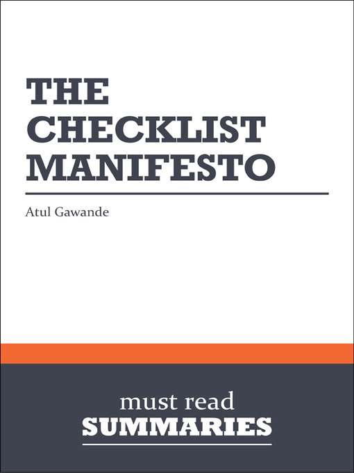 Title details for The Checklist Manifesto - Atul Gawande by Must Read Summaries - Available